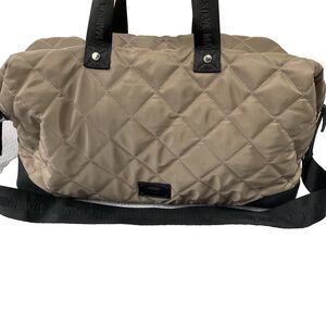 Steve Madden Bamos Quilted Duffel Bag Women's Large Taupe Weekender Tote Bag